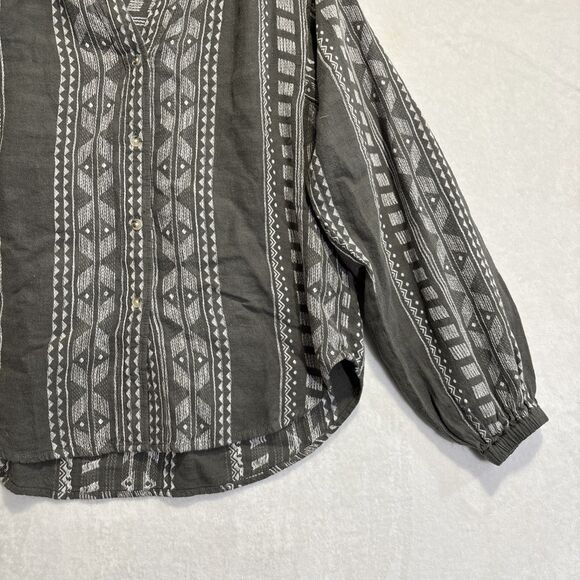 Splendid Women's Olive Green Freesia Long Sleeve Linen Button-Up Shirt Top Small - Picture 6 of 14